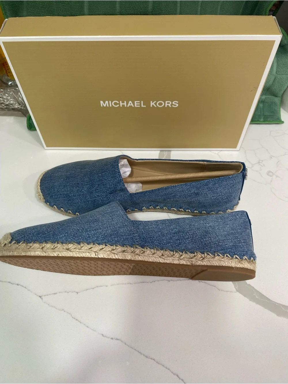 Michael Kors Denim Slip-On Espadrilles in Blue and Natural